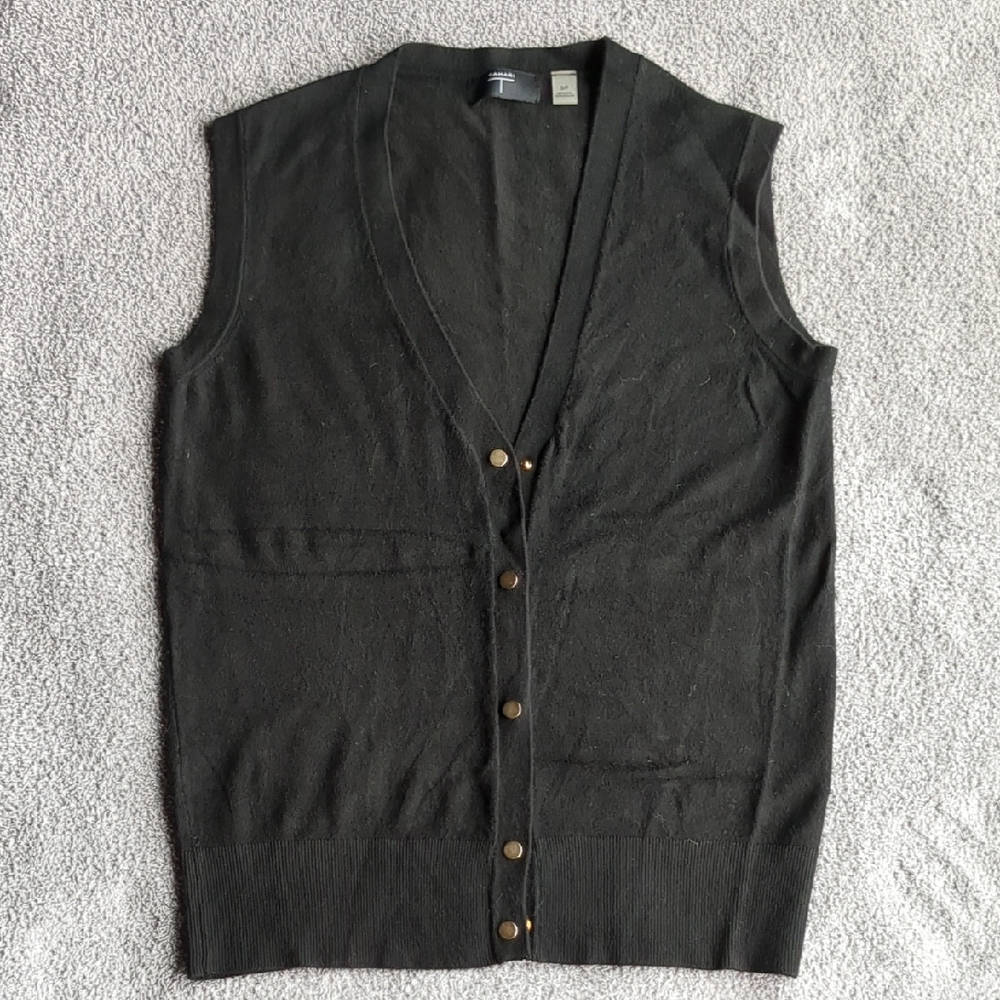 Tahari Black Knit Cardigan Vest Size S